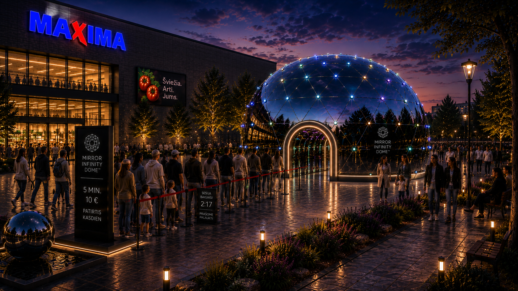 GEODOMAS INFINITY – Mirror Infinity Dome™ cupolă oglindă